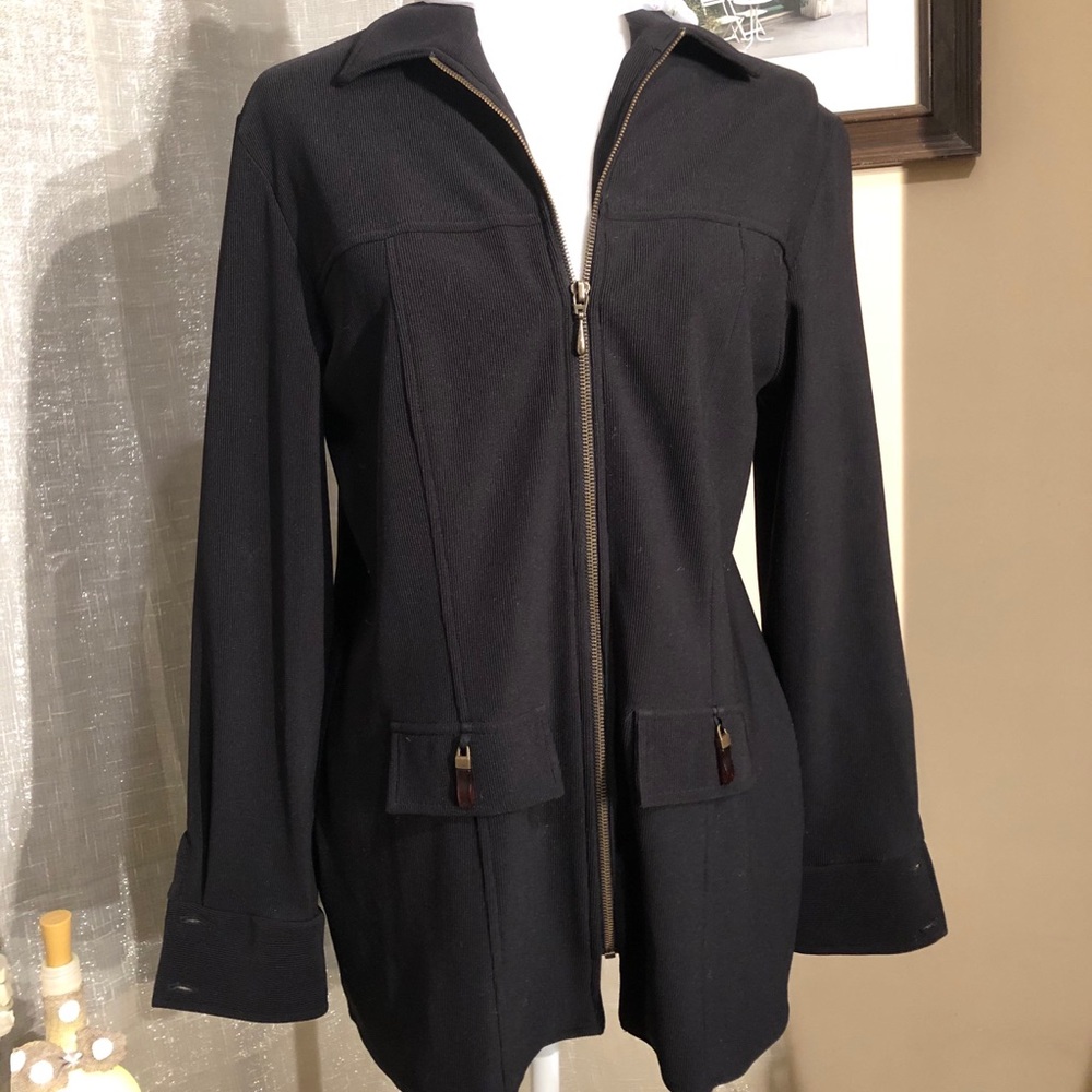 Open Collection Zipper Turn-down Collar Jacket